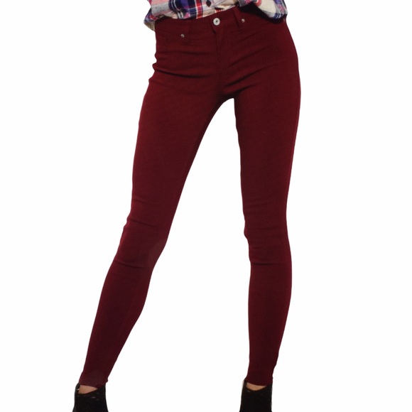 burgundy denim jeans